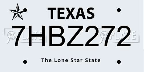 7HBZ272 Texas License Plate