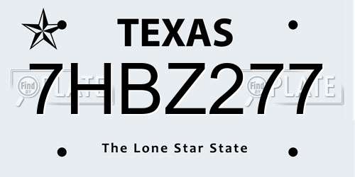 7HBZ277 Texas License Plate