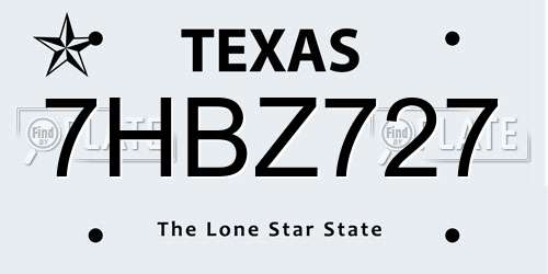 7HBZ727 Texas License Plate