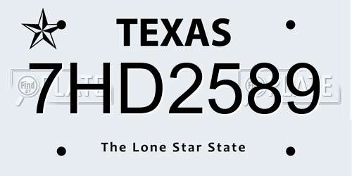 7HD2589 Texas License Plate