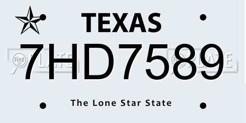 7HD7589 Texas License Plate