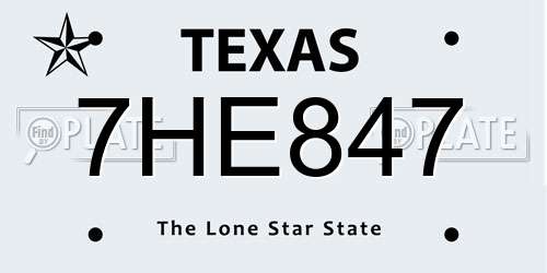 7HE847 Texas License Plate