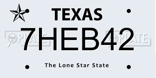 7HEB42 Texas License Plate