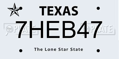 7HEB47 Texas License Plate