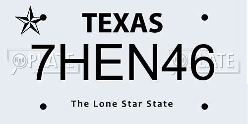 7HEN46 Texas License Plate