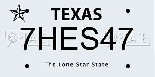 7HES47 Texas License Plate