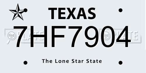 7HF7904 Texas License Plate