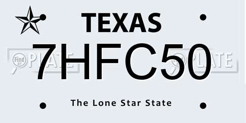 7HFC50 Texas License Plate