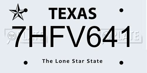 7HFV641 Texas License Plate