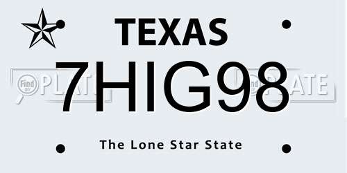 7HIG98 Texas License Plate