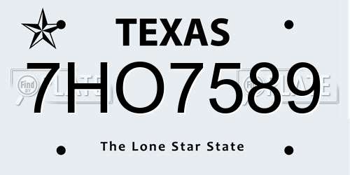 7HO7589 Texas License Plate