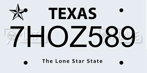 7HOZ589 Texas License Plate