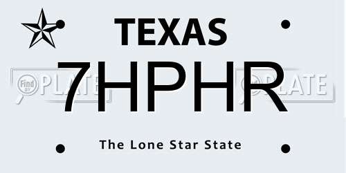 7HPHR Texas License Plate