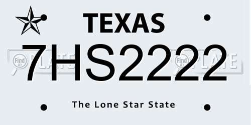 7HS2222 Texas License Plate