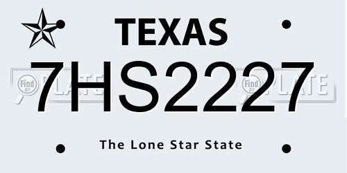 7HS2227 Texas License Plate
