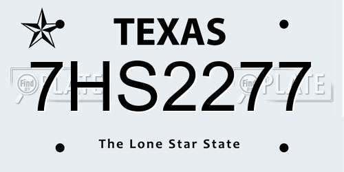 7HS2277 Texas License Plate