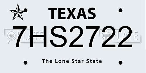 7HS2722 Texas License Plate