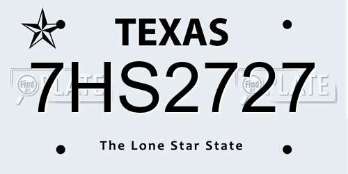7HS2727 Texas License Plate