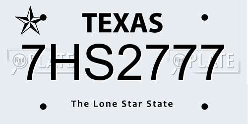 7HS2777 Texas License Plate