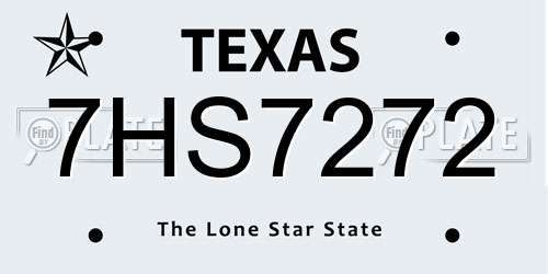 7HS7272 Texas License Plate