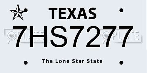 7HS7277 Texas License Plate