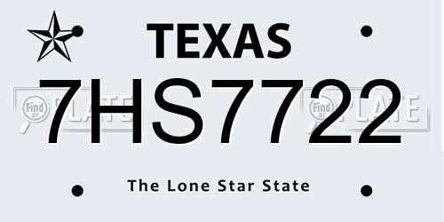 7HS7722 Texas License Plate