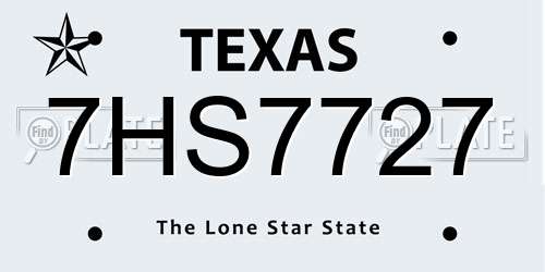 7HS7727 Texas License Plate