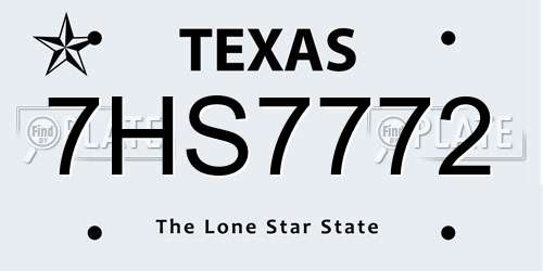7HS7772 Texas License Plate
