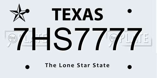 7HS7777 Texas License Plate