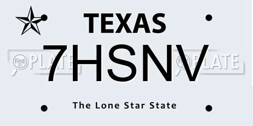 7HSNV Texas License Plate