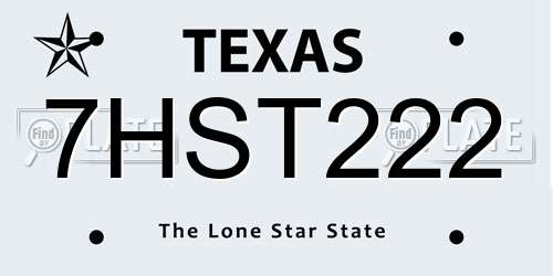7HST222 Texas License Plate