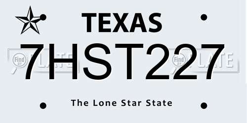 7HST227 Texas License Plate