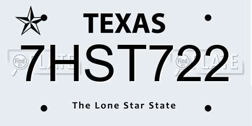 7HST722 Texas License Plate