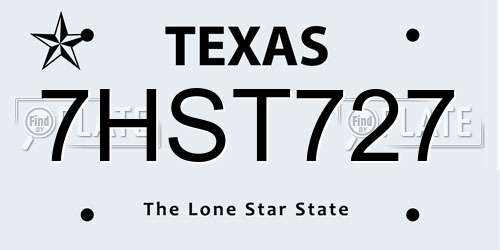7HST727 Texas License Plate