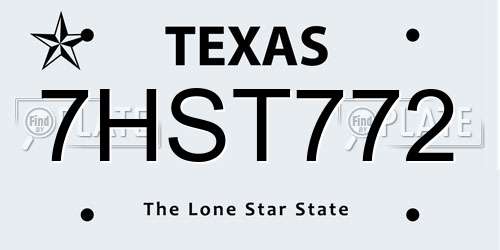 7HST772 Texas License Plate