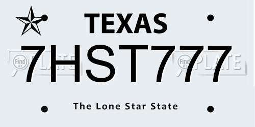 7HST777 Texas License Plate