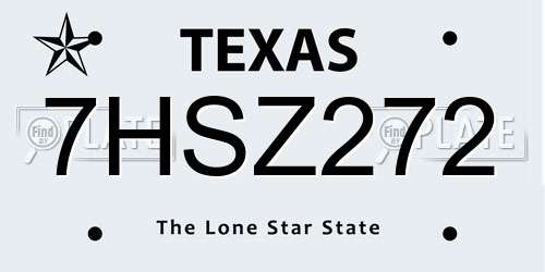 7HSZ272 Texas License Plate