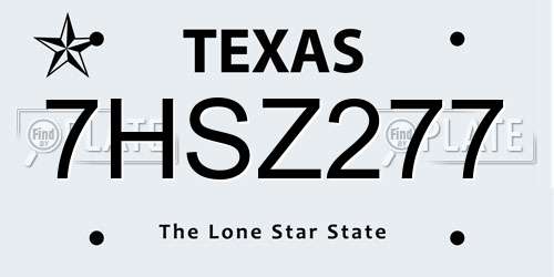 7HSZ277 Texas License Plate