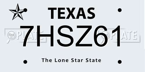 7HSZ61 Texas License Plate