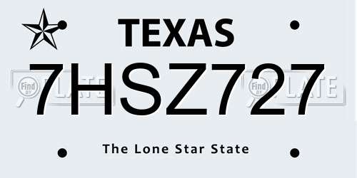 7HSZ727 Texas License Plate