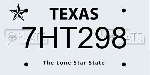 7HT298 Texas License Plate