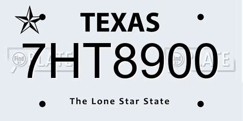 7HT8900 Texas License Plate