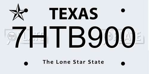 7HTB900 Texas License Plate