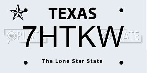 7HTKW Texas License Plate