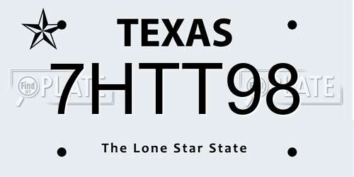 7HTT98 Texas License Plate