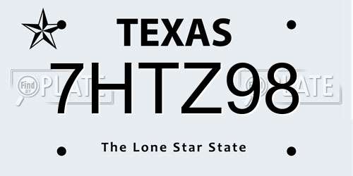 7HTZ98 Texas License Plate