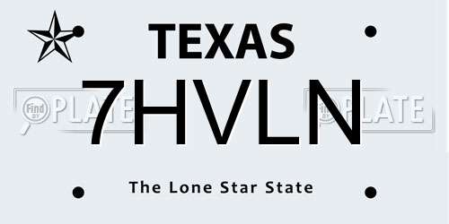 7HVLN Texas License Plate