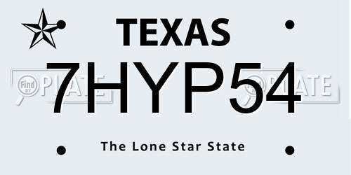 7HYP54 Texas License Plate