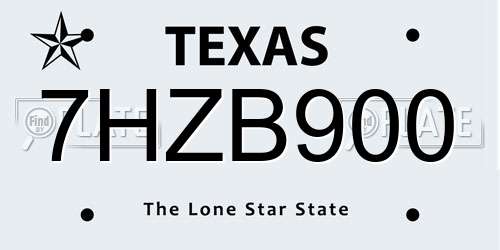 7HZB900 Texas License Plate