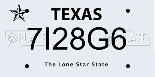 7I28G6 Texas License Plate